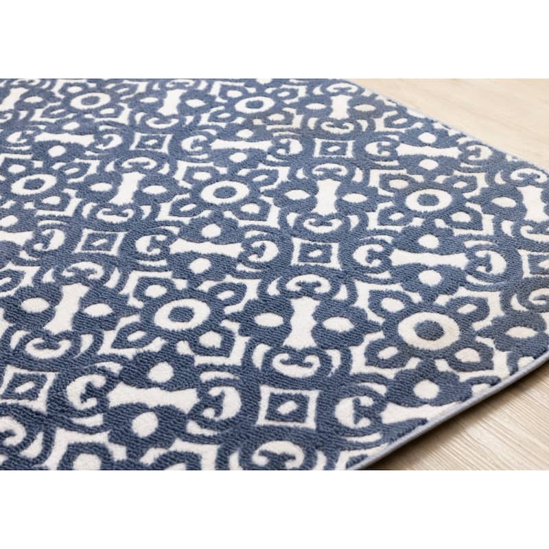 Blue Cream Traditional Indoor Area Rug