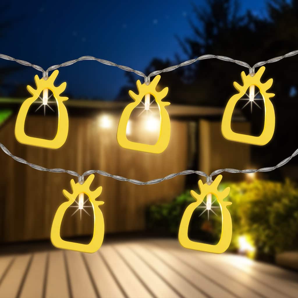 LED Pineapple Patio Light Set - Yellow - 4' Clear Wire - 10ct