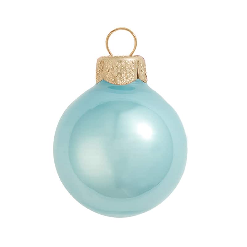 Pearl Finish Glass Christmas Ball Ornaments - 4.75" (120mm) - Baby Blue - 4ct
