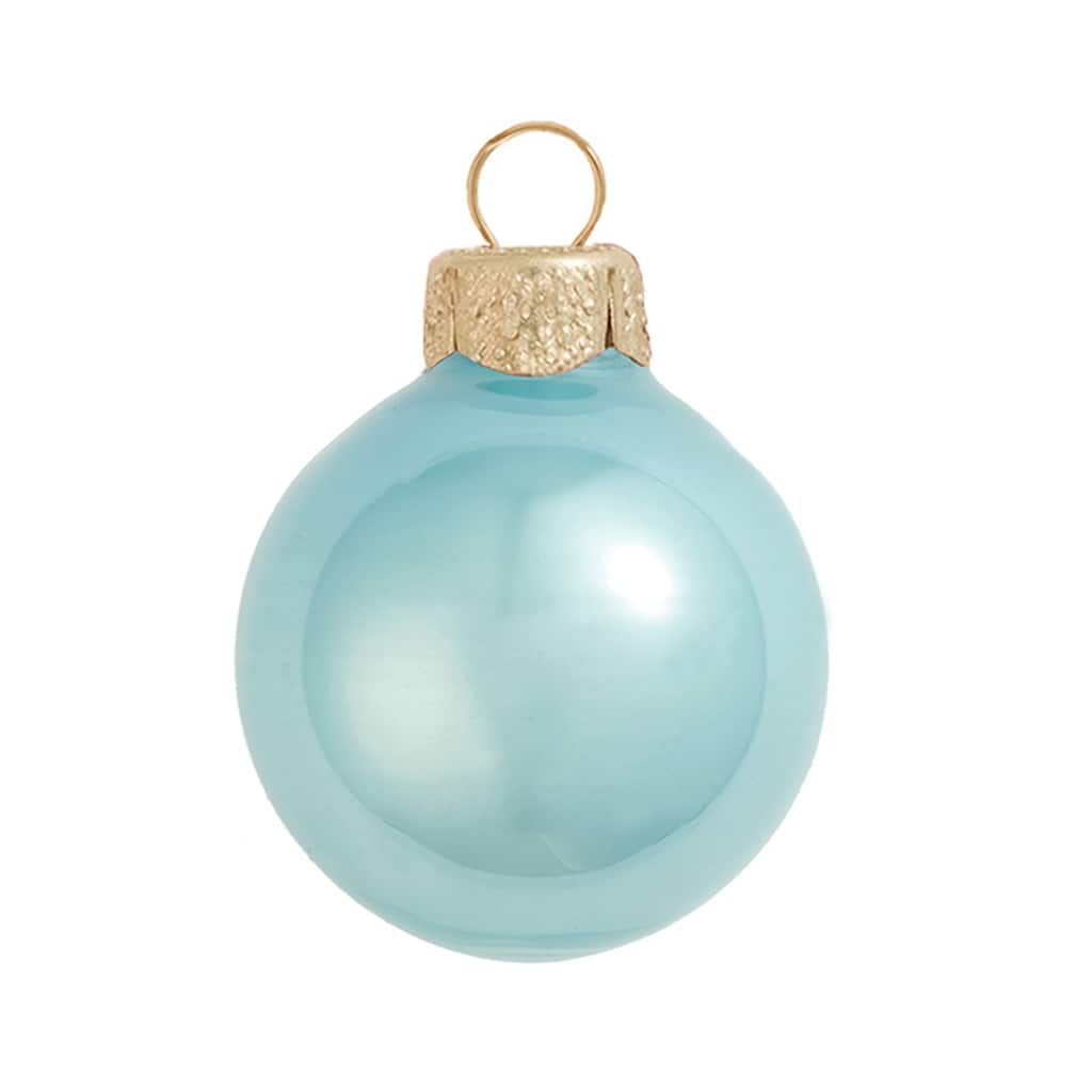 Pearl Finish Glass Christmas Ball Ornaments - 4.75" (120mm) - Baby Blue - 4ct
