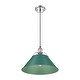 preview thumbnail 2 of 1, Yep by Golden Lighting Orwell 1-light 14in Pendant in Chrome and Pine Green shade - Large Pendant - 14"