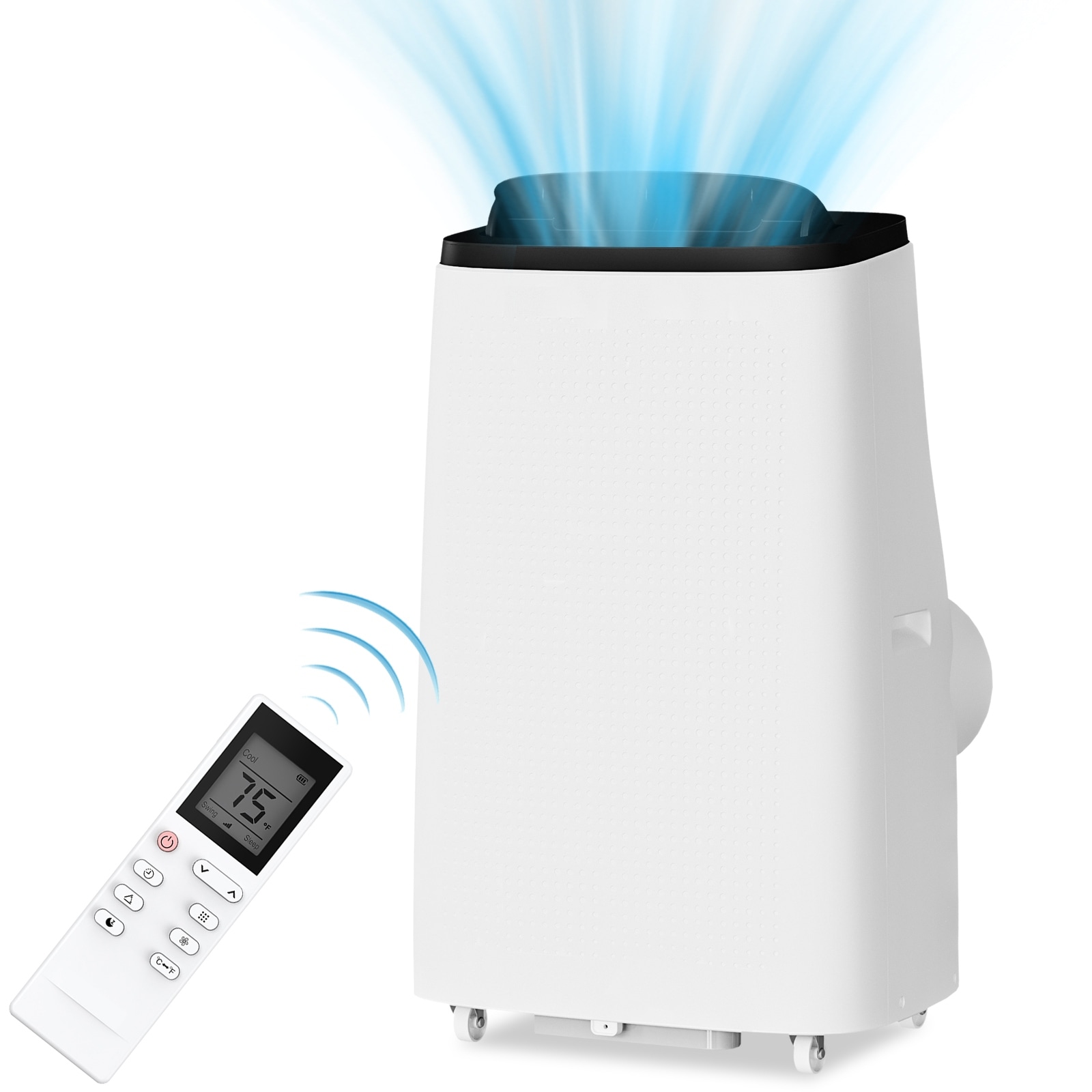 3-in-1 Portable AC, 14,000 BTU & Covers 750 Sq Ft, White/Black Unit with Cooling Dehumidifier Fan for Room Use