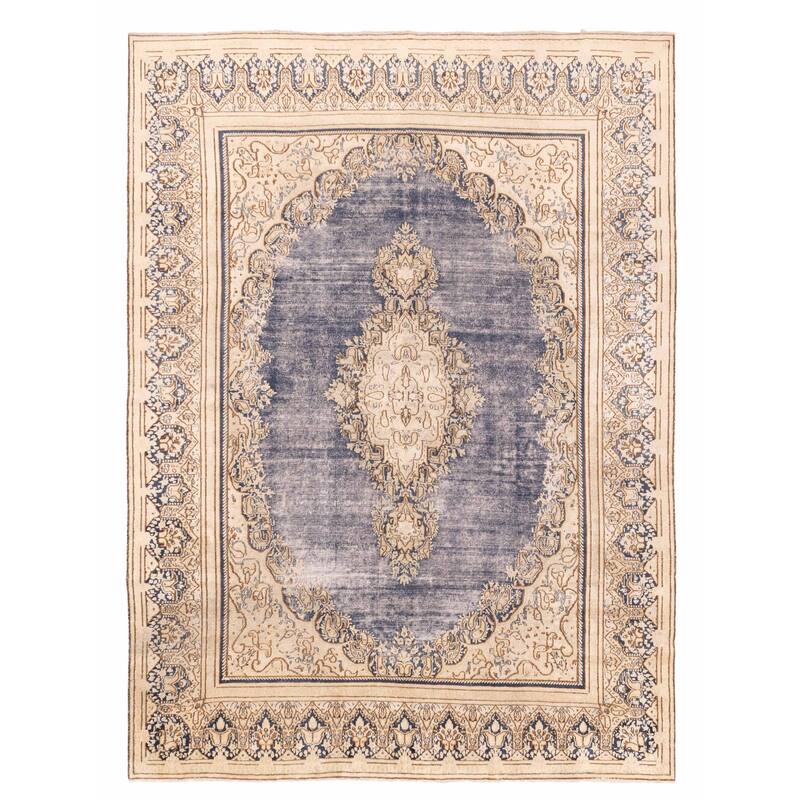 ECARPETGALLERY Hand-knotted Antalya Vintage Navy Wool Rug - 8'9 x 11'11