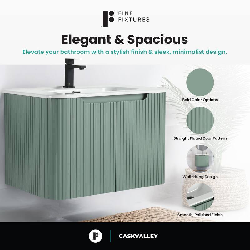 Caskvalley Modern Bathroom Vanity with Straight Fluted Design - Sink Included