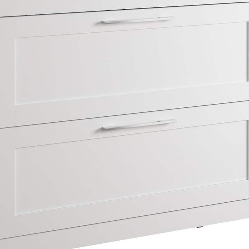 HomeRoots 40" White Wood Freestanding Bathroom Vanity With White Sink And Two Drawers - 40.00 in. x 35.06 in. x 17.75 in.
