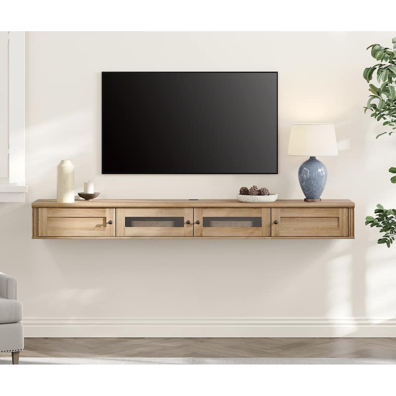 Floating TV Stand for TVs up to 80 Inch with Charging Station