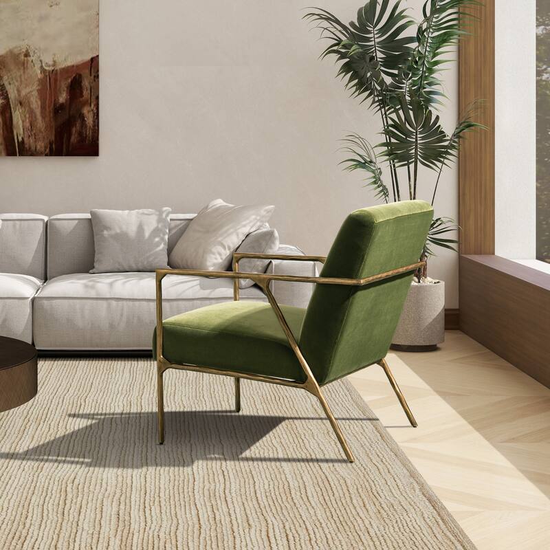 Aerin 24.5" Hammered Brass Velvet Accent Arm Chair