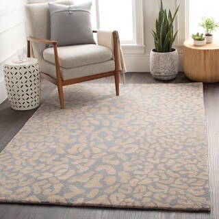 Hand-tufted Pale Blue Leopard Pygmy Animal Print Wool Area Rug - 7'6