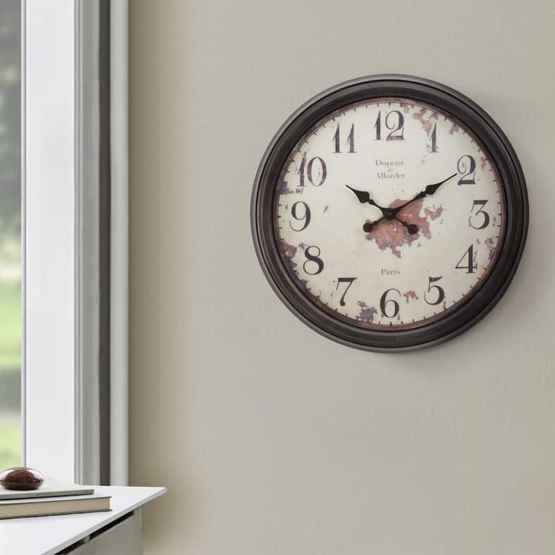 20" Round Wall Clock - Brown/White