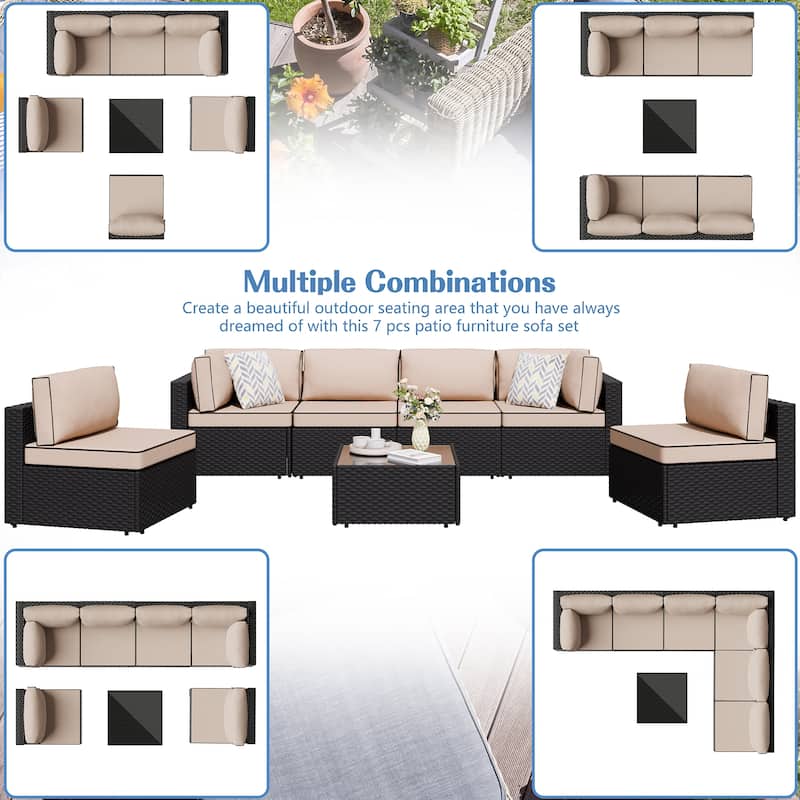 7-Piece Outdoor Sectional Seating Group with Cushions