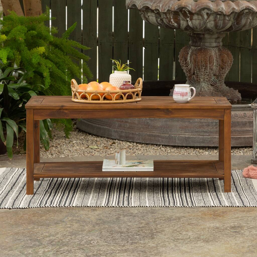 Walker Edison Surfside 50-inch Acacia Wood Outdoor Coffee Table ...