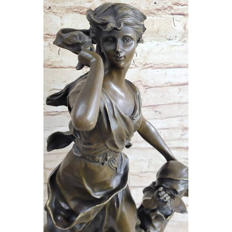 Young Mother Child Bronze Statue Sculpture Vintage Style Decor By Moreau