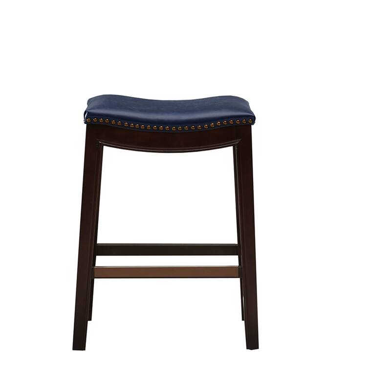Roomfitters Backless Counter Stool, Italian Inspired 27-Inch Bar Stool with Nailhead Trim and Metal Kickplate