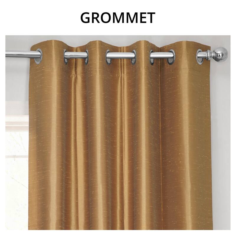 Exclusive Fabrics Textured Dupioni Faux Silk Blackout Grommet Curtain Panel