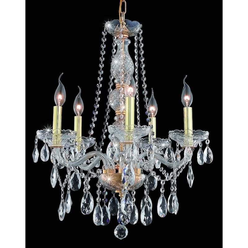 Fleur Illumination Collection Chandelier D:21in H:26in Lt:5 Gold Finish - royal cut crystals/Gold