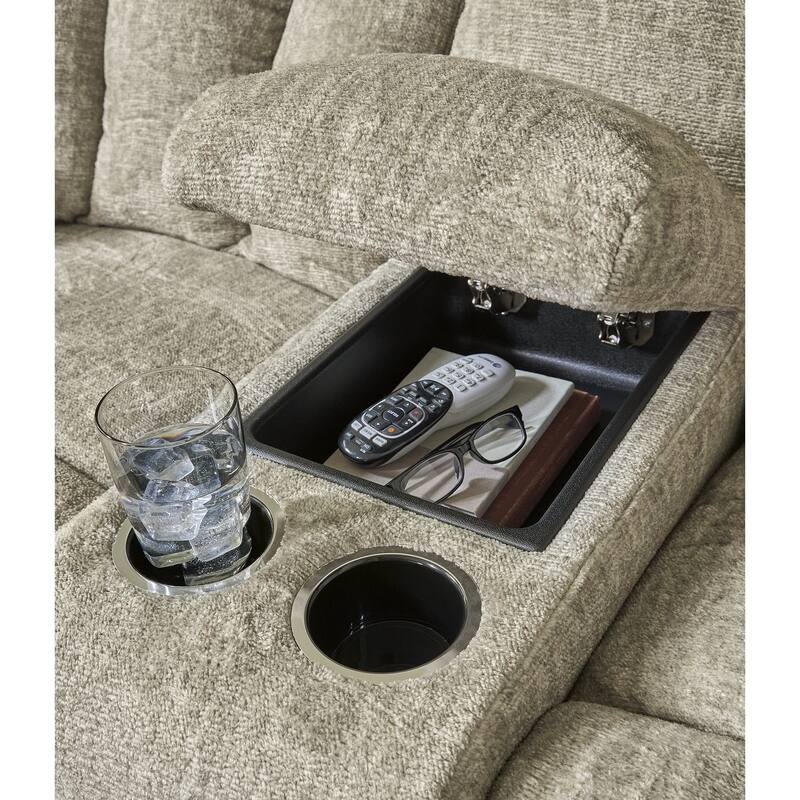 Signature Design by Ashley Hindmarsh Stone Power Reclining Loveseat with Console - 76" W x 44" D x 42" H