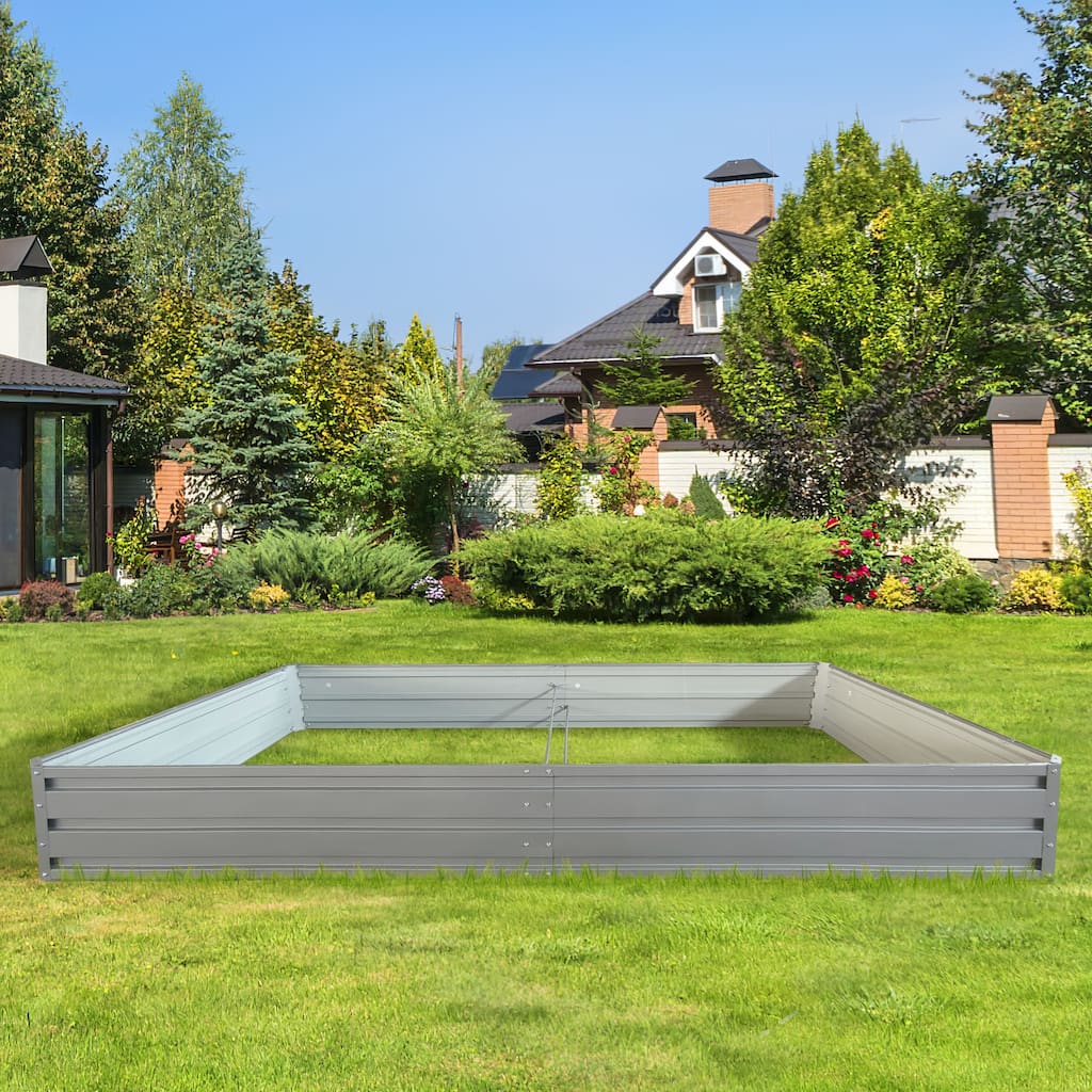 Modern Minimalist Garden Bed Patio Kit Planting Bed with Oval Structure Rust Proof, for Vegetables Flowers Herb - 8' x 10'