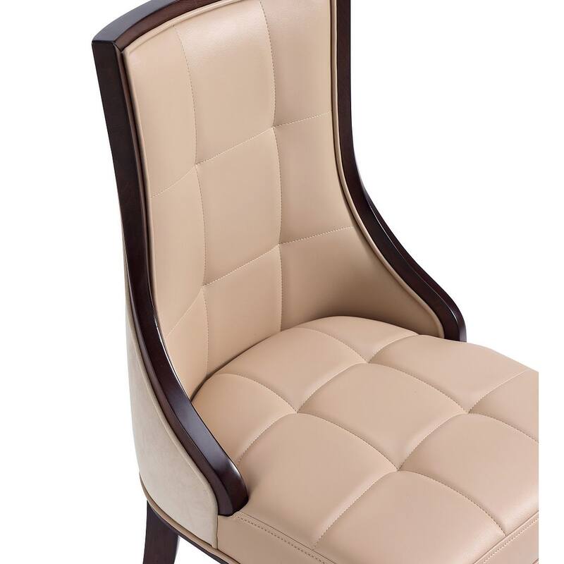 Fifth Avenue Cream and Walnut Faux Leather Dining Chair (Set of Two)
