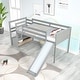 preview thumbnail 3 of 7, Twin Low Loft Bed with Stairs and Slide, Grey