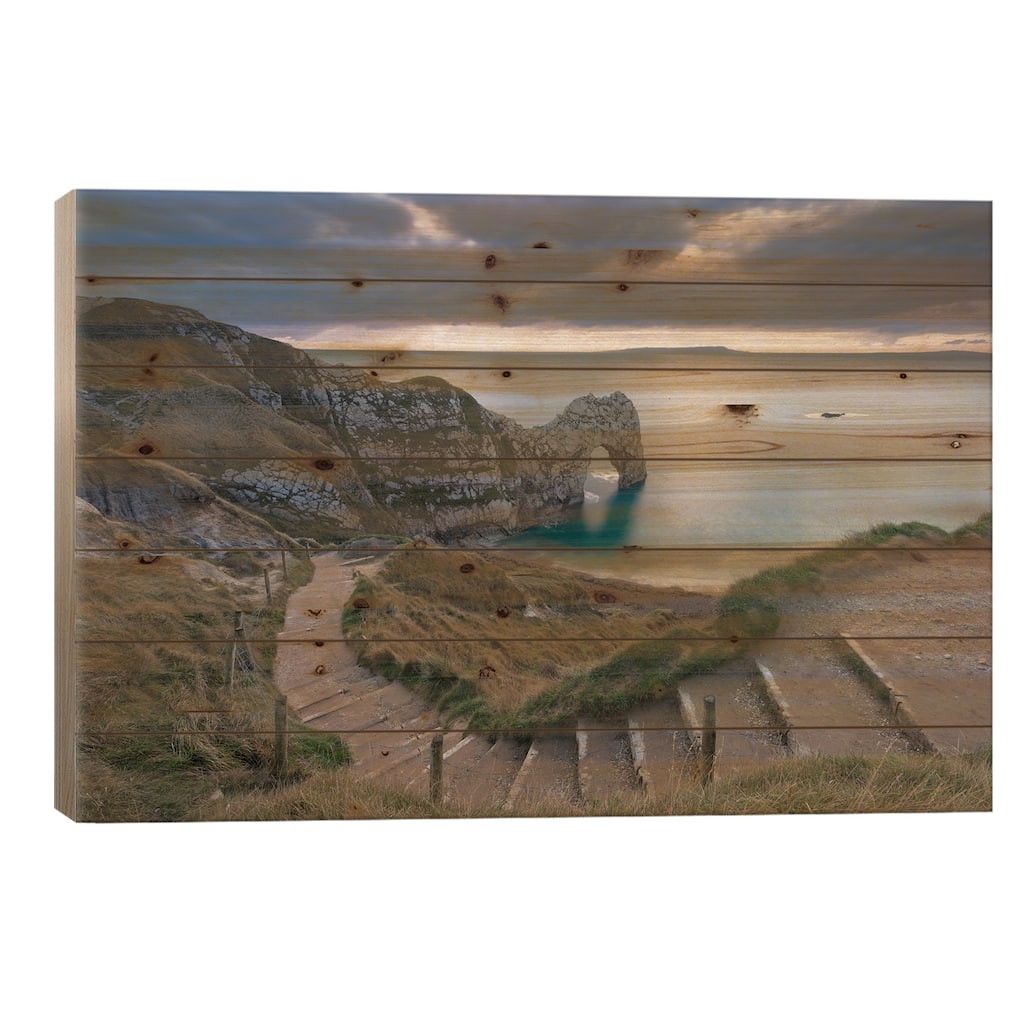 Durdle Door Print On Wood by Adam Burton - Multi-Color