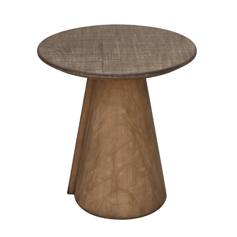 Rela Side End Table, 22 Inch Round Top w Tapered Base, Antique Brown