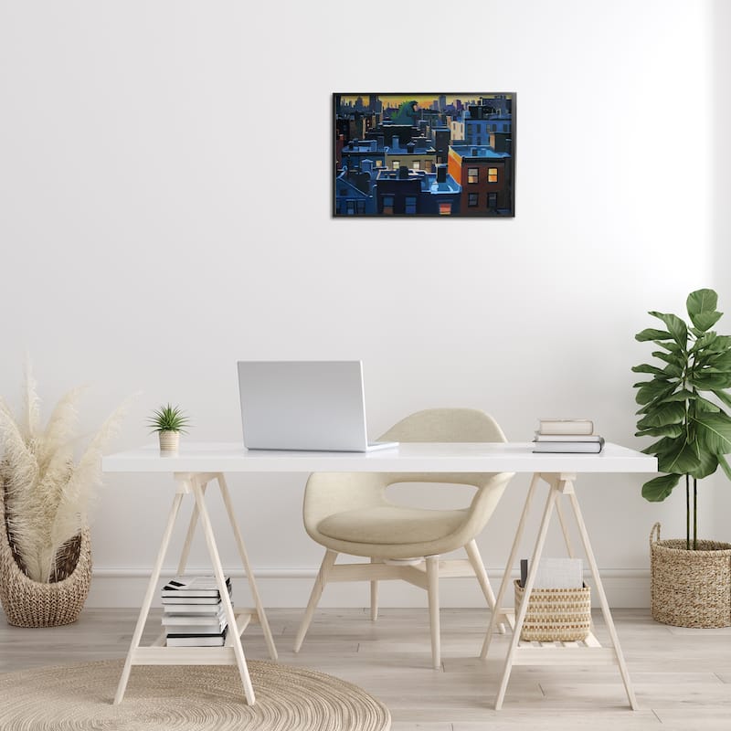 Stupell Cityscape with Distant Monster Framed Giclee Art Design By Keith Thomson