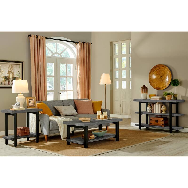 Carbon Loft Lawrence Metal and Reclaimed Wood End Table with Shelf