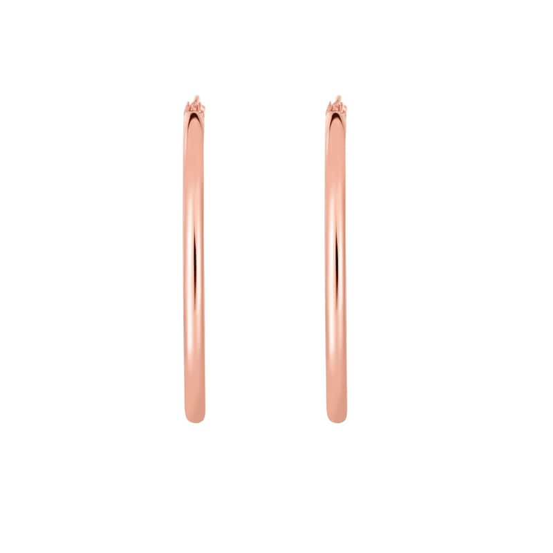 Curata 14k Rose Gold 2x30mm Classic Hoop Earrings