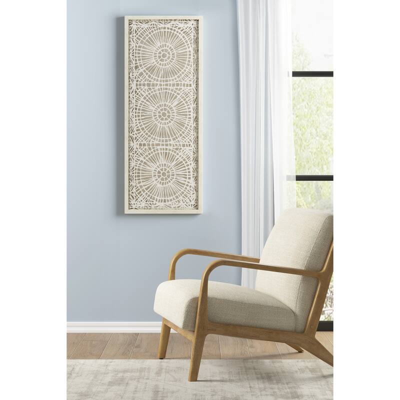 INK+IVY Henna Framed Medallion Rice Paper Shadow Box Wall Decor - Off White