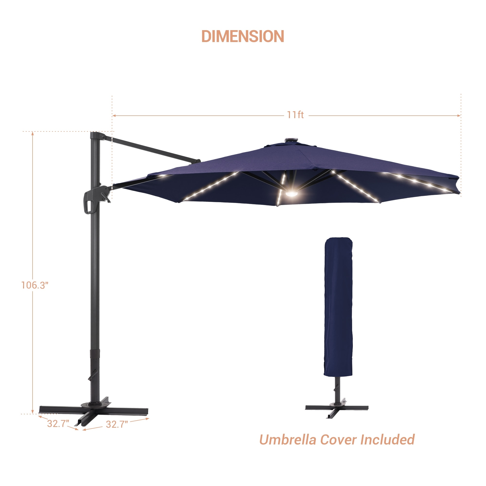 abba patio cantilever umbrella with cross base and Heavy for With its combination of durability Abba Patio 9x12ft LED Cantilever