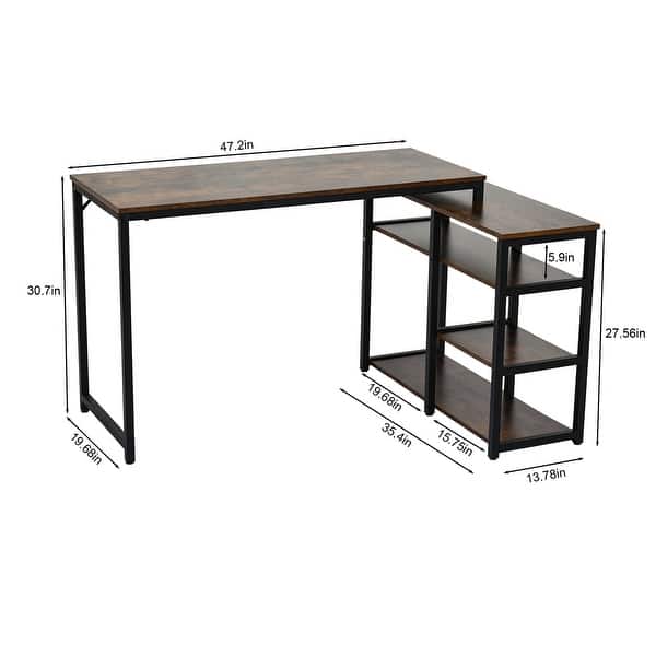 Workstation L Shaped Desk with Return Writing Table PC Gaming Storage ...