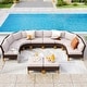 preview thumbnail 37 of 54, 11-Piece Outdoor Wicker Half-Round Furniture Set, Half-Moon Sectional Sofa Set All Weather Rattan Curved Conversation Sets 10 Seats - Type J