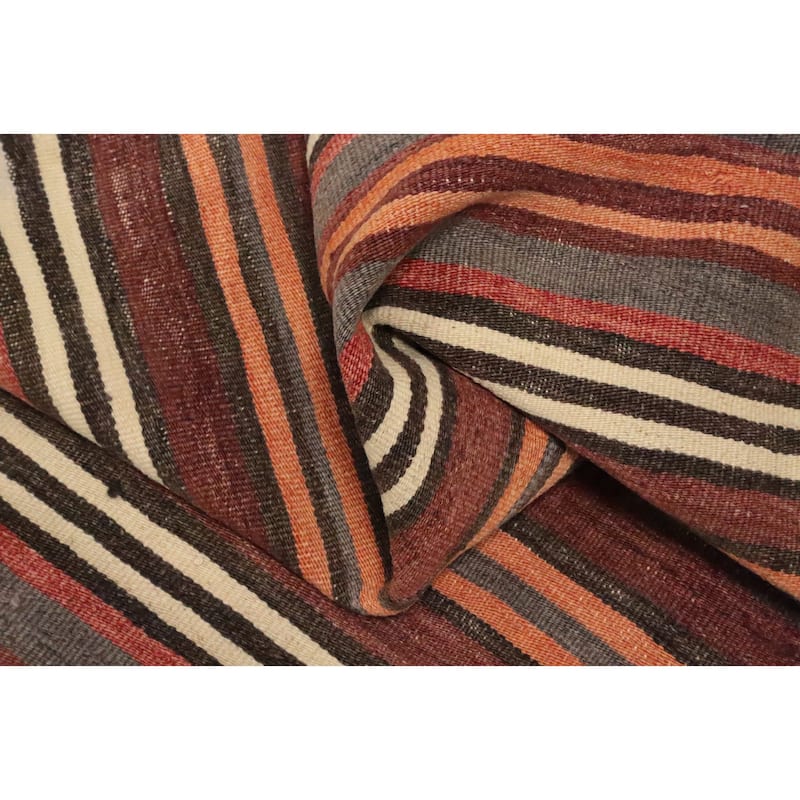 Hand Woven Oriental 100% Wool Carpet Southwestern Geometric Multi-Colored Kilim Area Rug - 10' 4'' X 5' 2''