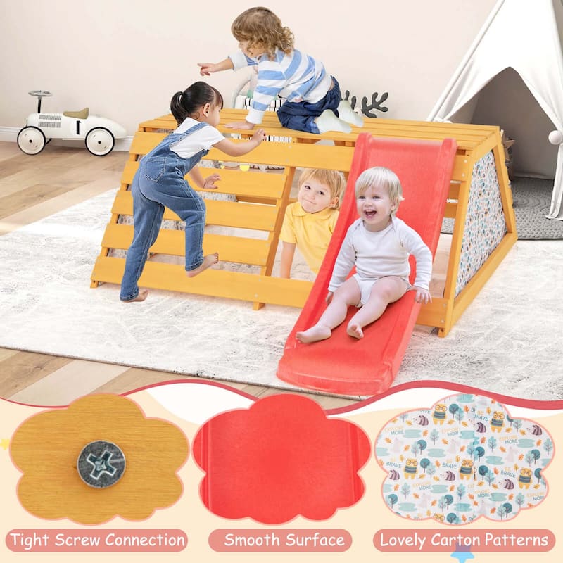 Costway 5-in-1 Indoor Jungle Gym Montessori Climbing Toys with Slide - See Details