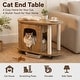 preview thumbnail 3 of 13, Modern Cat End Table with Scratching Posts, Hidden Cat House Furniture with Wheels for Indoor Cats