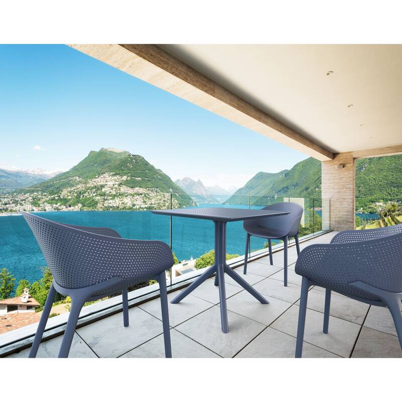 31.5" Dark Gray Solid Square Dining Table