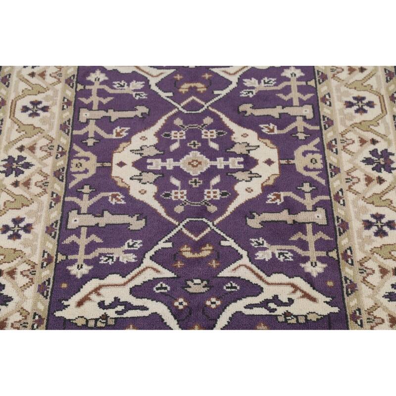 Hand Knotted Oriental 100% Wool Carpet Transitional All-Over Purples Oushak Area Rug - 6' 0'' X 4' 2''