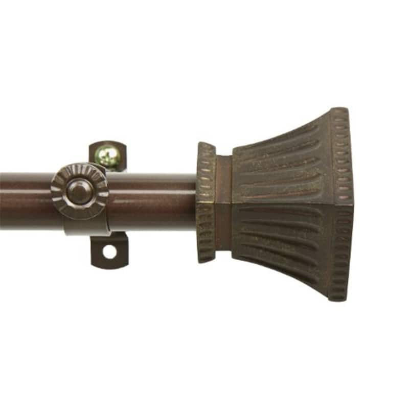 Adjustable Curtain Rod 28-48 Inch, Metal Window Rod with Finials, Cocoa Finish - 48