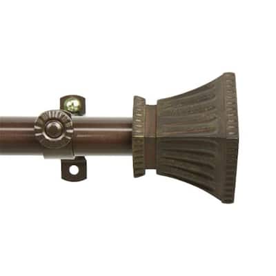 Adjustable Curtain Rod 28-48 Inch, Metal Window Rod with Finials, Cocoa Finish - 48