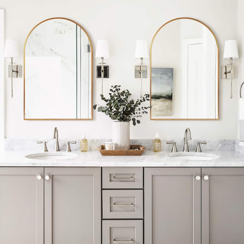 Arched Aluminum Alloy Framed Decorative Wall Mirror (2-Pieces)