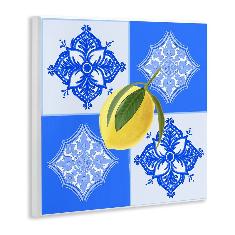 Stupell Lemon over Geometric Tiles Wall Plaque Art Design By Ashley Singleton
