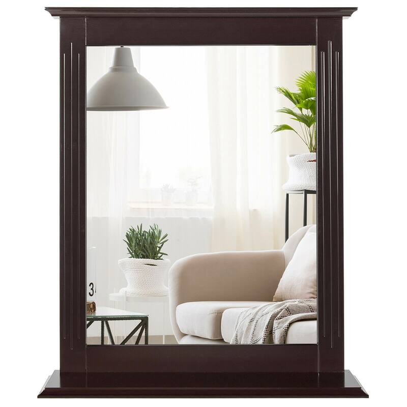 Gymax Bathroom Wall-Mounted Mirror W/Shelf Vanity Makeup Mirror