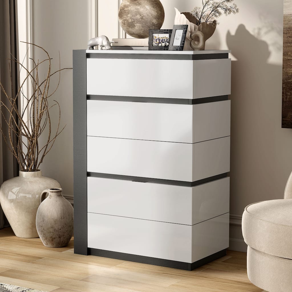 Conjira Contemporary White 5-Drawer Chest by Furniture of America