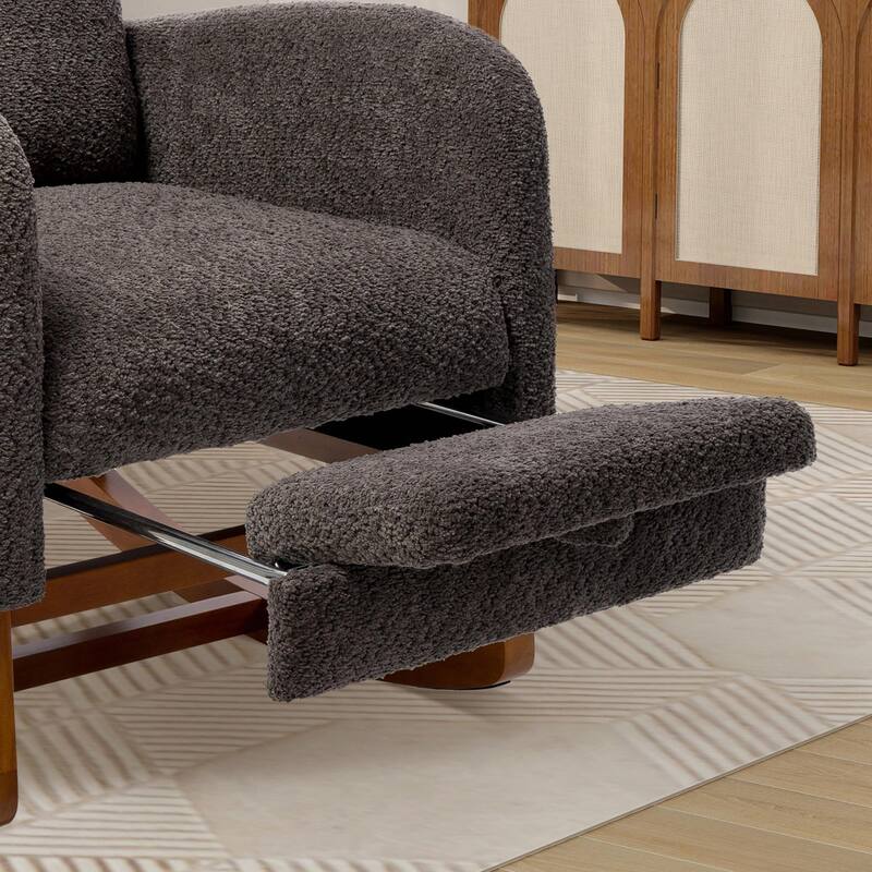 Nursery Rocking Chair, High Back Glider with Retractable Footrest, Side Pocket, Rubberwood Legs for Living Room, Bedroom
