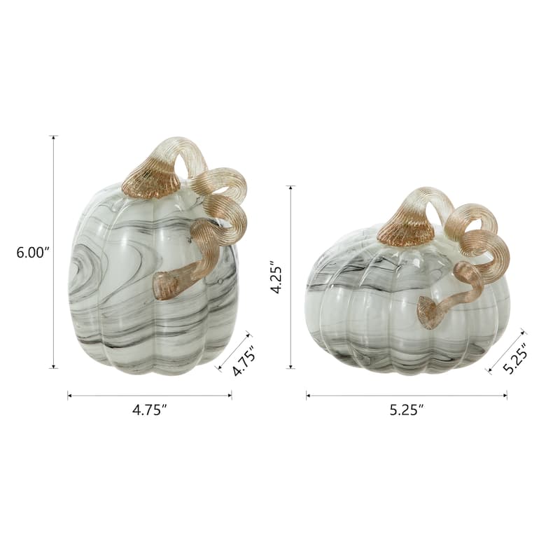 Glitzhome Fall Harvest Handblown Glass Pumpkins Set Thanksgiving Table Centerpieces