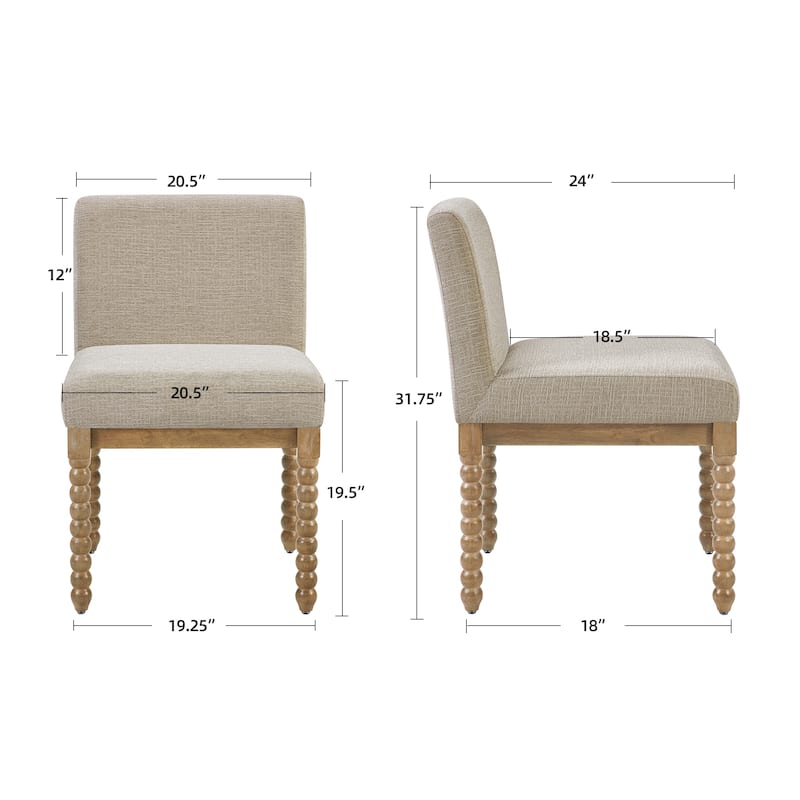 Vintage 20.5"W Upholstered Dining Chairs with Gourd-Shaped Wood Frame