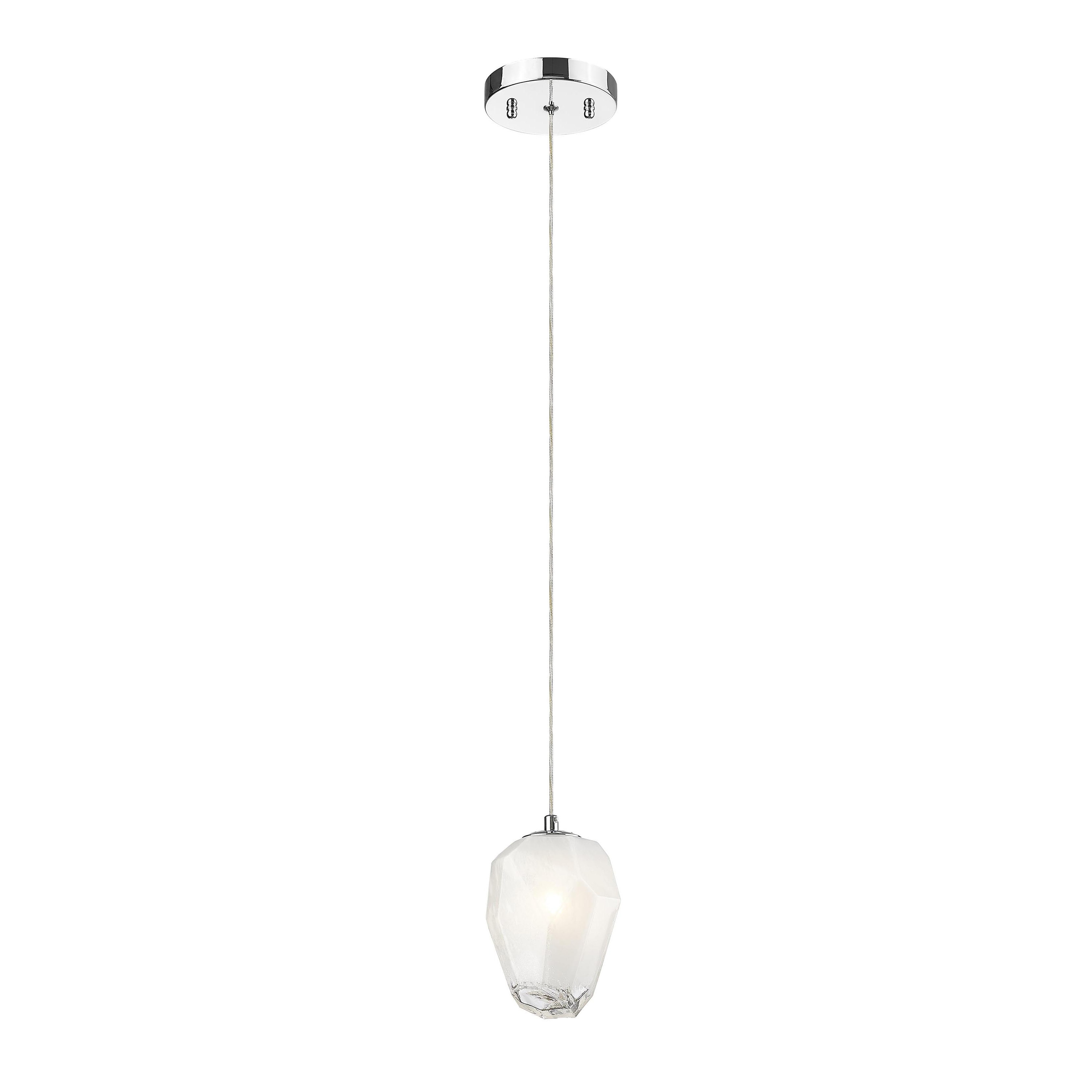 Transitional 1-Light Chrome Pendant With A White Glass Shade