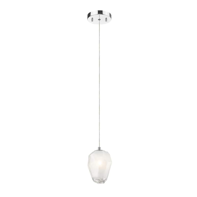 1-Light Chrome Pendant With A White Glass Shade