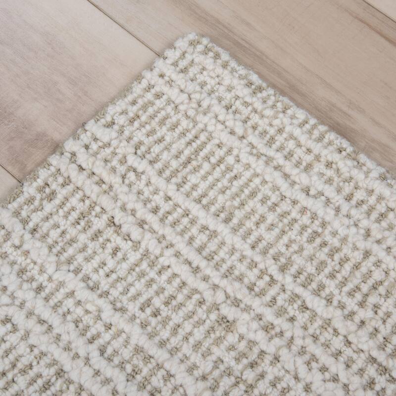 Alora Decor Lofton Geometric Stripe Textured Modern Wool Rug