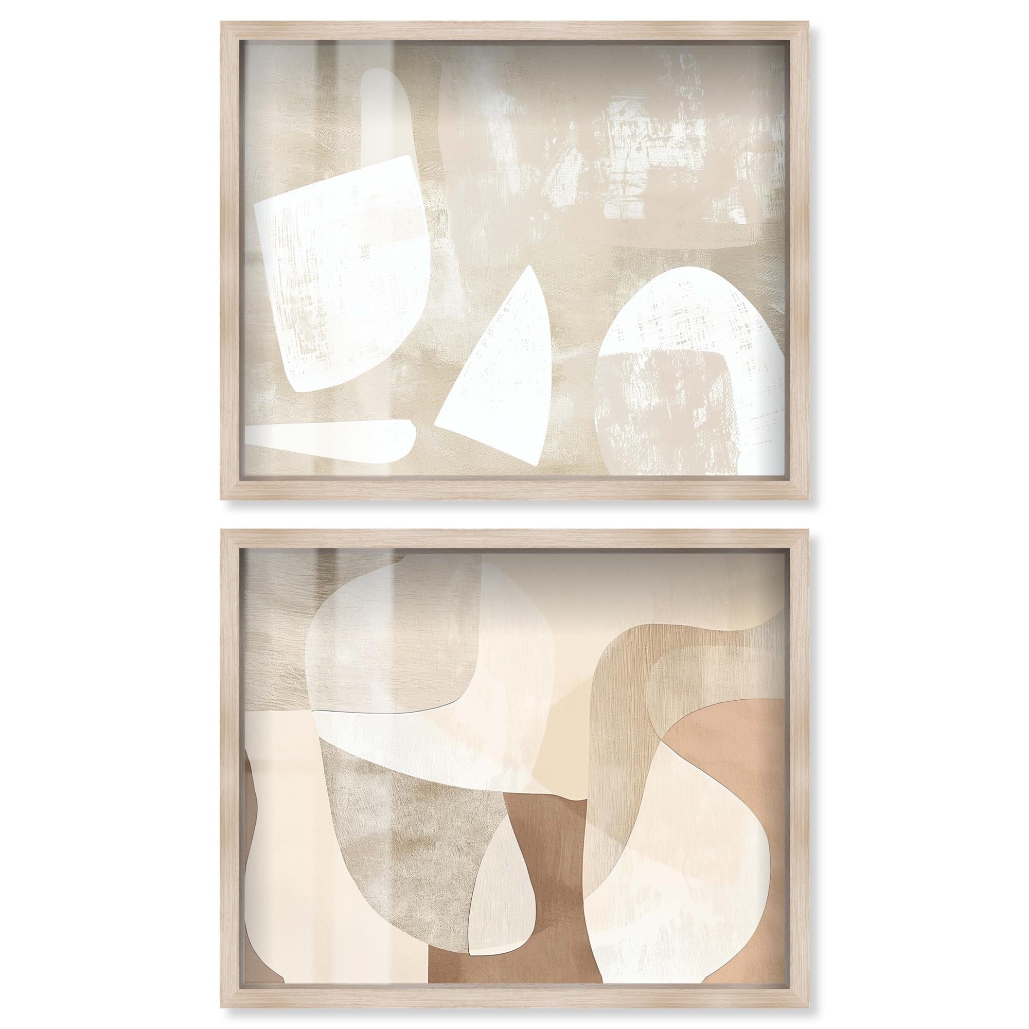 Neutral Harmony Abstracts Boho Art Set of 2 Shadowbox Print by Art Remedy